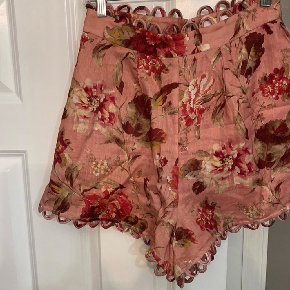 Zimmermann Pink Floral Scalloped Shorts - Picture 3 of 5